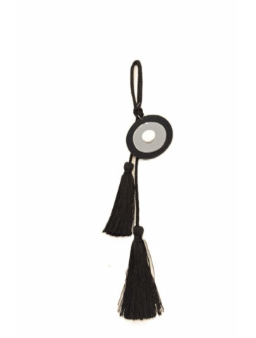 ΕΥΕ - Plexiglass charm -black-silver - black cord with tassels