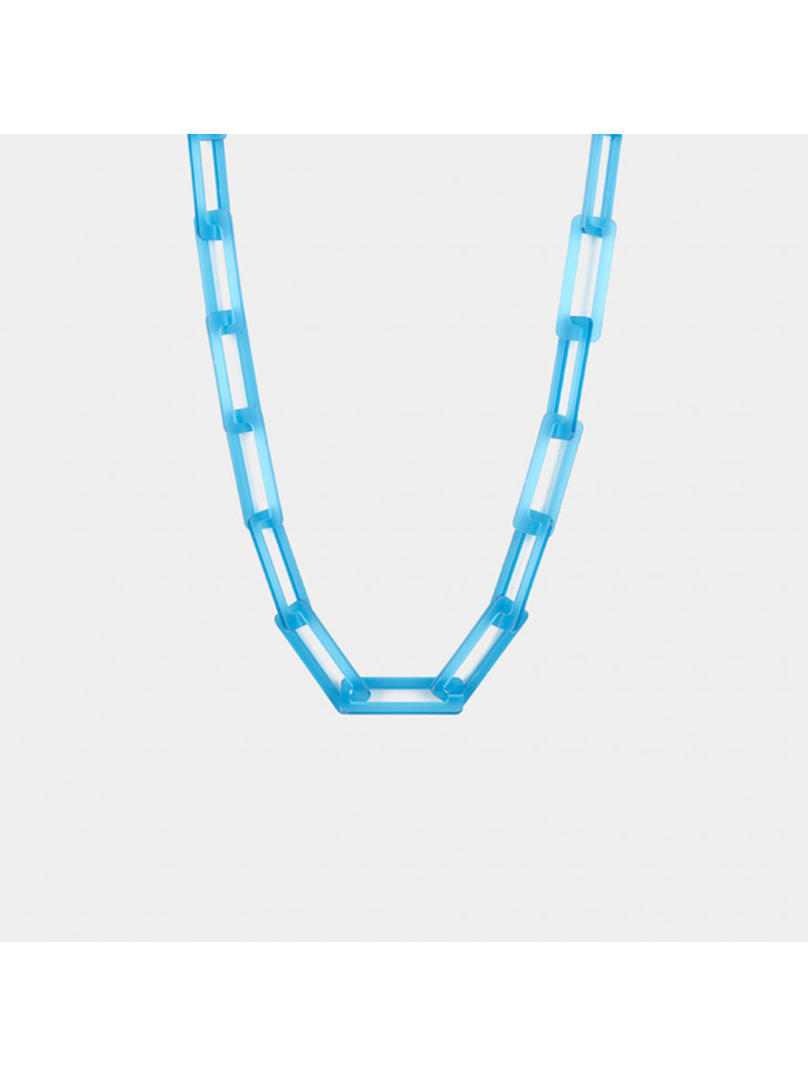Plexiglass Necklace - RECTANGULAR CHAIN - Blue Ruff