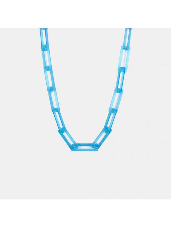 Plexiglass Necklace - RECTANGULAR CHAIN - Blue Ruff Plexiglass Necklace - RECTANGULAR CHAIN - Blue Ruff