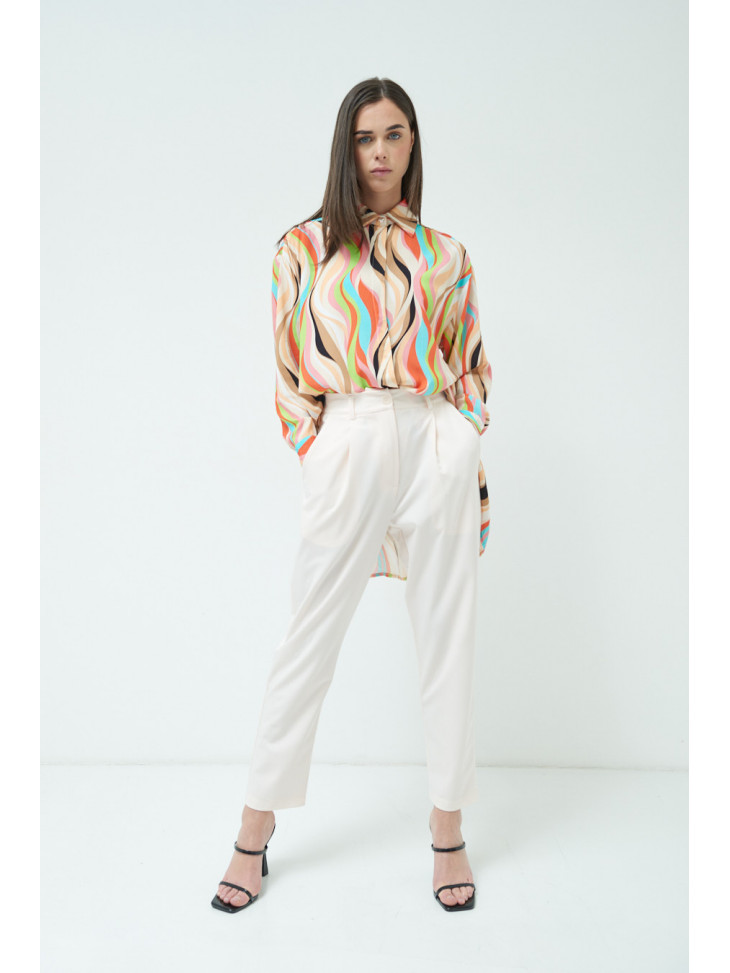 Viscose pleated trousers
