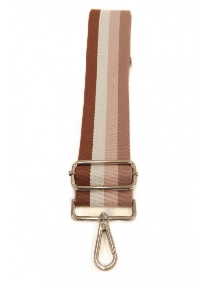 Bag strap - stripes - pink-beige-brown