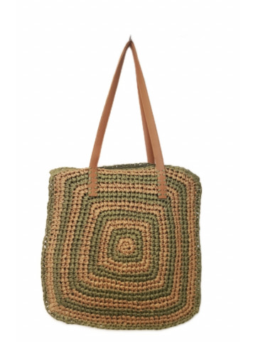Knitted wicker shoulder bag - square shape