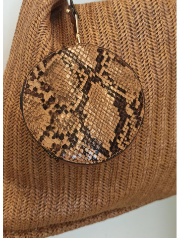 Knitted Shoulder Bag - snake print wallet
