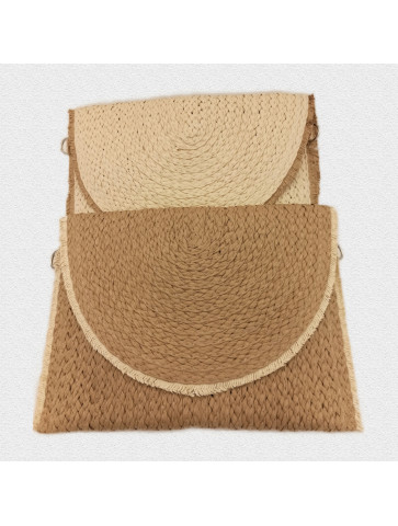 Wicker envelope - fine knit - two shades of beige