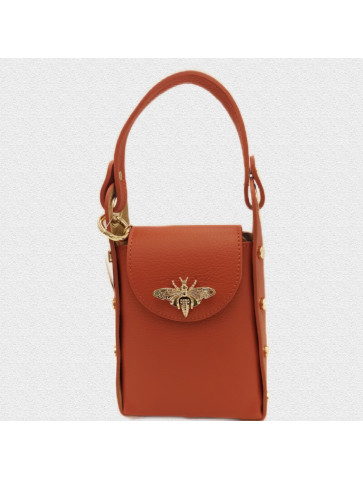 Leather bag - gold bee clasp