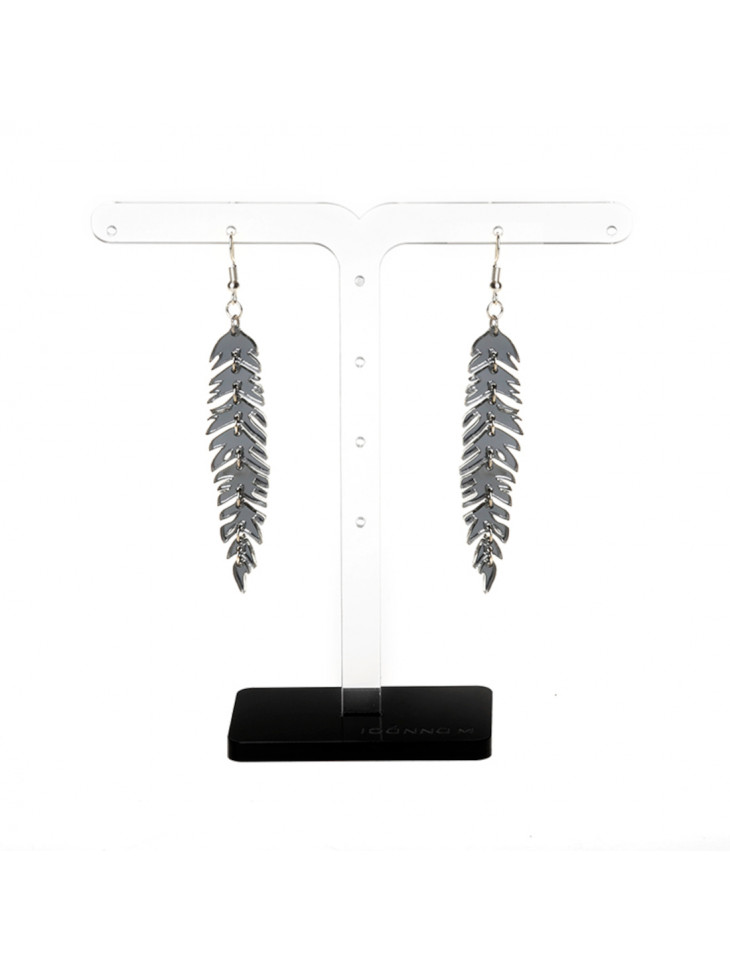 FISHBONE – Plexiglass earrings- Black mirror FISHBONE – Plexiglass earrings- Black mirror