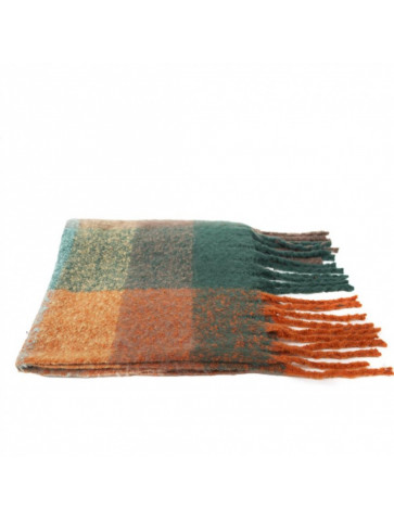 Soft thick blanket - green & orange tones