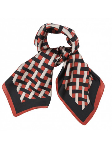 Square silk-like handkerchief - criss-cross stripe pattern