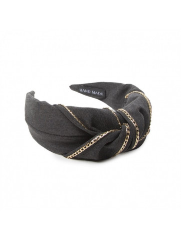 Headband -centre mixing fabric - metal chain edge