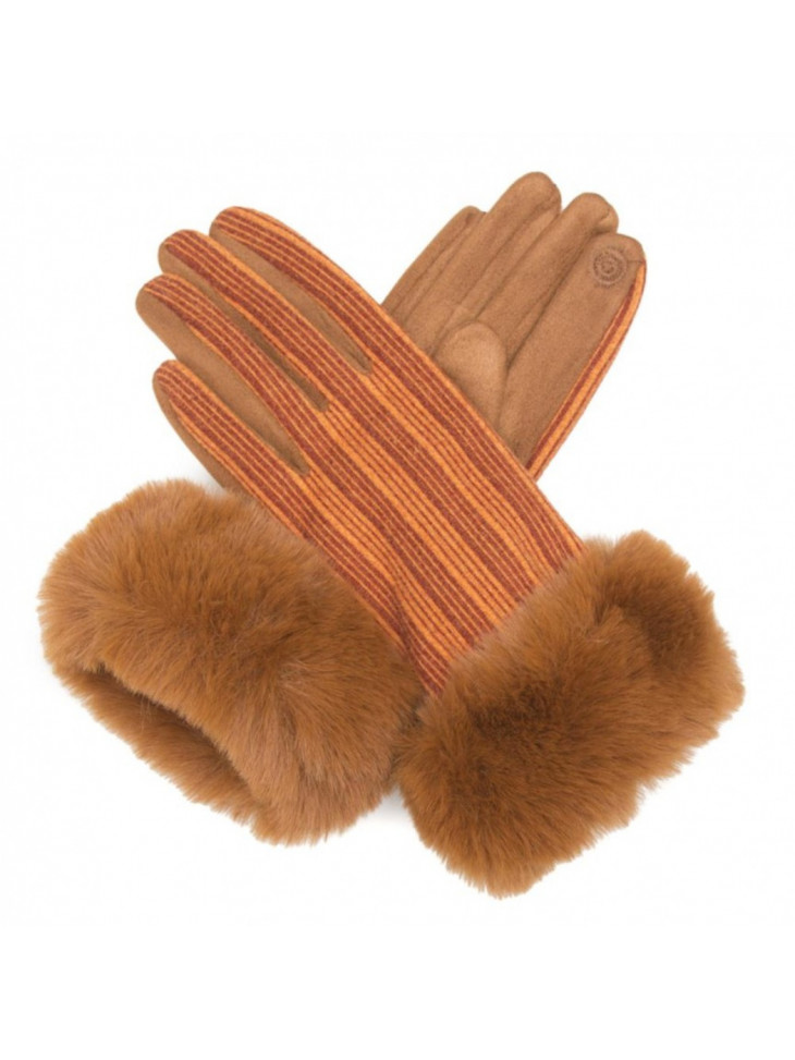 Γάντια σουέντ / ρίγες / faux fur Γάντια σουέντ / ρίγες / faux fur