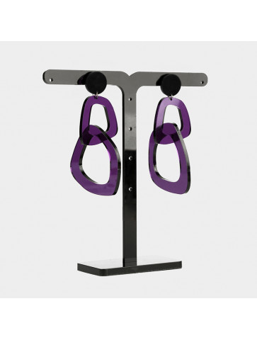 Earrings - plexiglass - two irregular circles - purple
