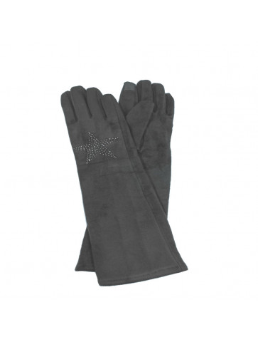 Gloves in suede  /Decorative strass