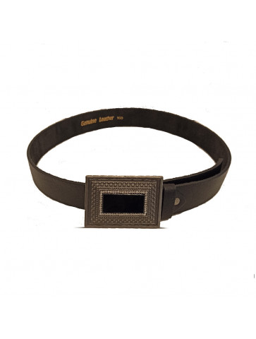 Leather belt - handmade metal buckle & stras