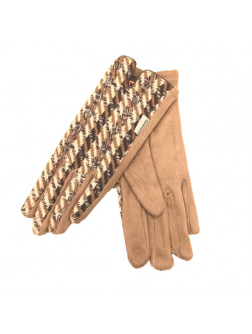 Gloves - camel/beige - Jacquard and suede