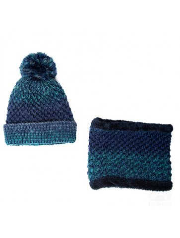 Textile set of pompom hat and neckie