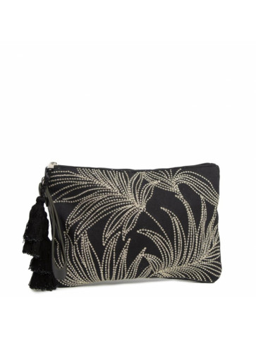 Clutch bag - embroidered leaves pattern