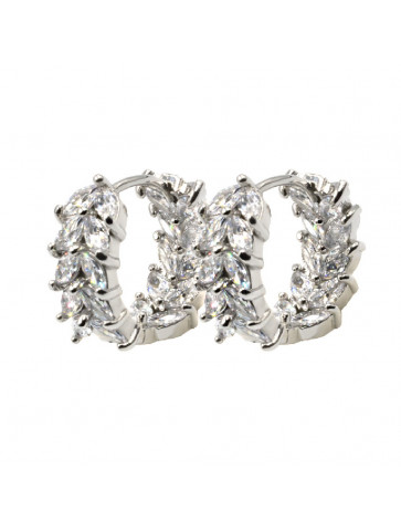 Hoops - stainless steel - white zircons