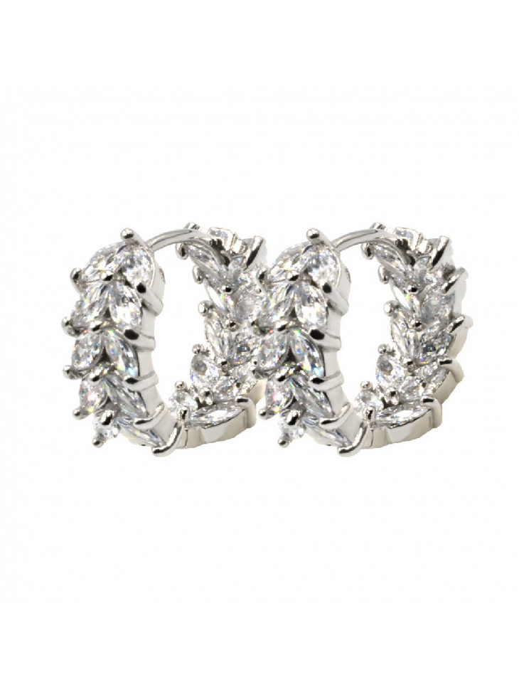 Hoops - stainless steel - white zircons Hoops - stainless steel - white zircons