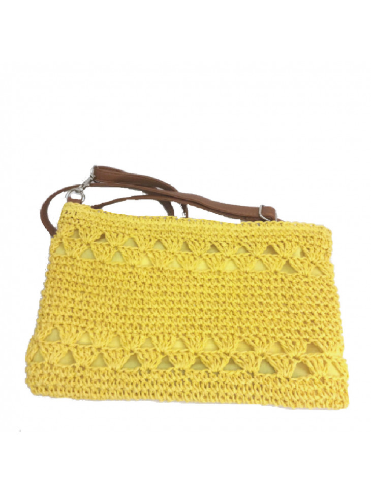 Πλεκτή τσάντα -Κίτρινο χρώμα