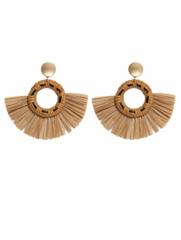 Earring - raffia fringes