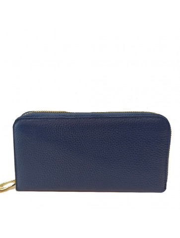 Leather Wallet - gold outer zipper