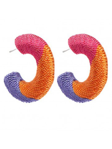 Hoop earring - purple, fuchsia & orange