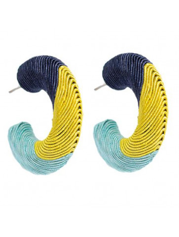 Hoop earring - blue and yellow