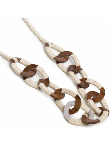 Cotton cord necklace with wooden links
