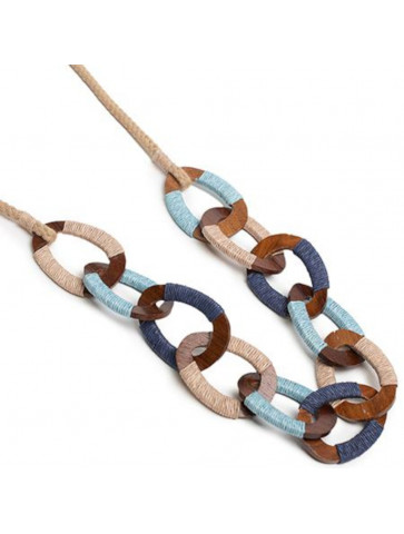 Cotton cord necklace - wooden links