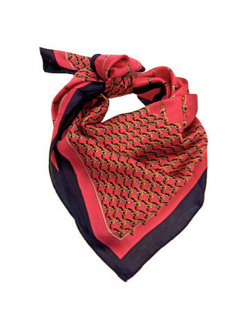 Square scarf - chain print - fuchsia color