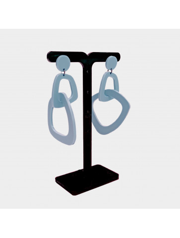 Earrings - two irregular circles - light blue pastel plexiglass