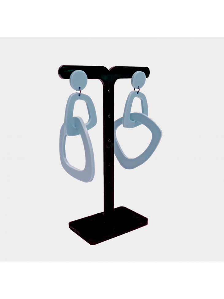 Earrings - two irregular circles - light blue pastel plexiglass