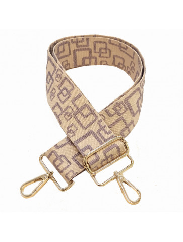 Bag strap-Beige-purple squares