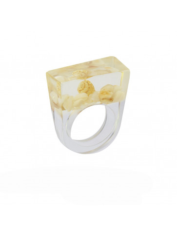 Ring -transparent resin - recycled plastic shells